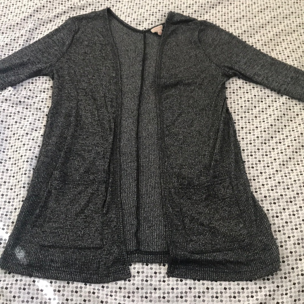 grey cardigan